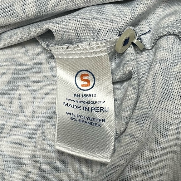 STITCH MENS GOLF POLO SHIRT NAVY WHITE MEDIUM CASUAL STRETCH SHORT SLEEVE EUC. - Picture 7 of 8